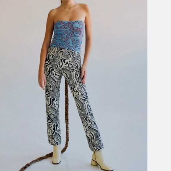 NWOT PALOMA WOOL Kelly Zebra High Waisted Straight Pants US SZ 2 /34 waist 26” - Picture 3 of 15